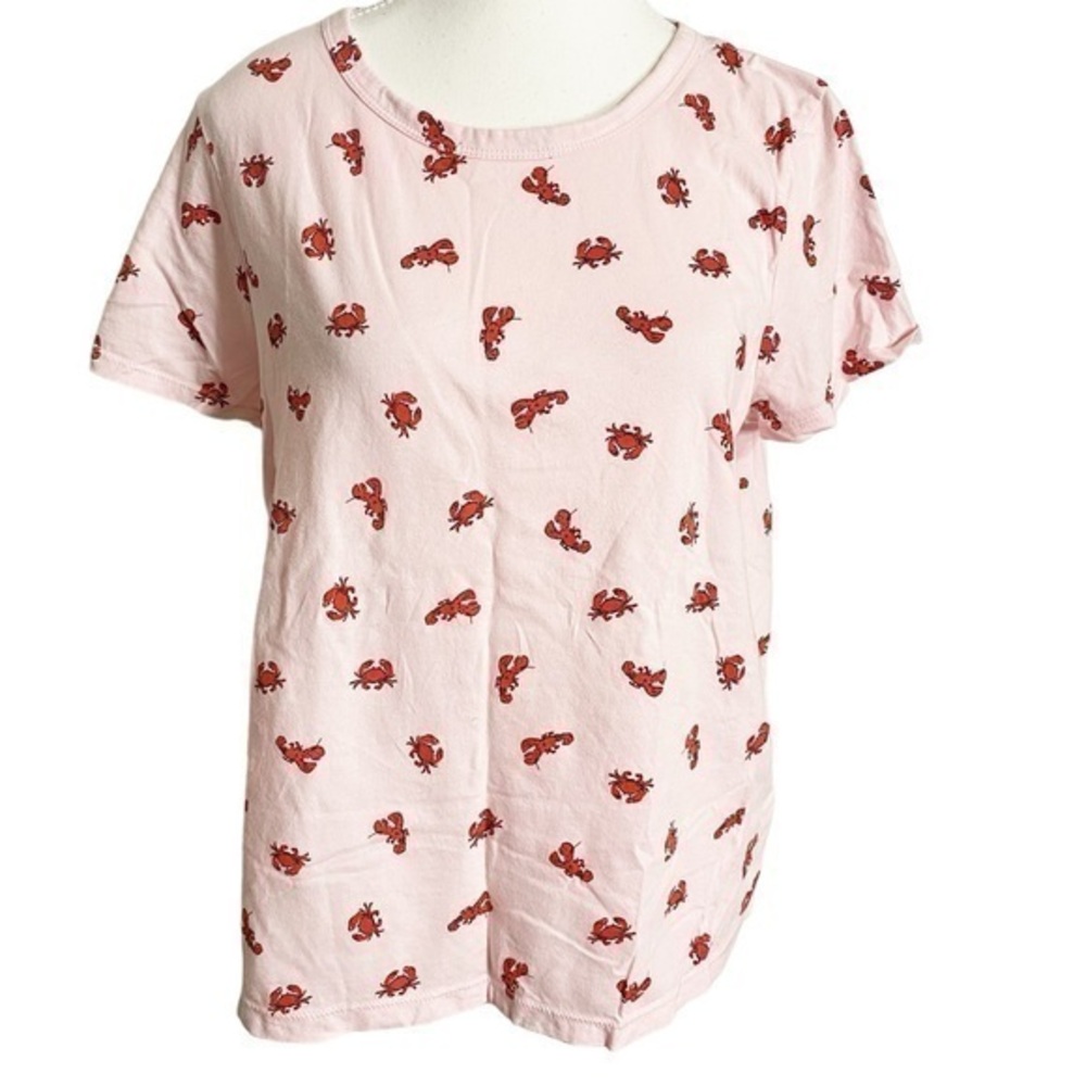 J. Crew Factory Pink Lobster Jersey Short Sleeve Tee